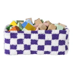 Mand checks klein - paars/wit - 11x30x20 cm