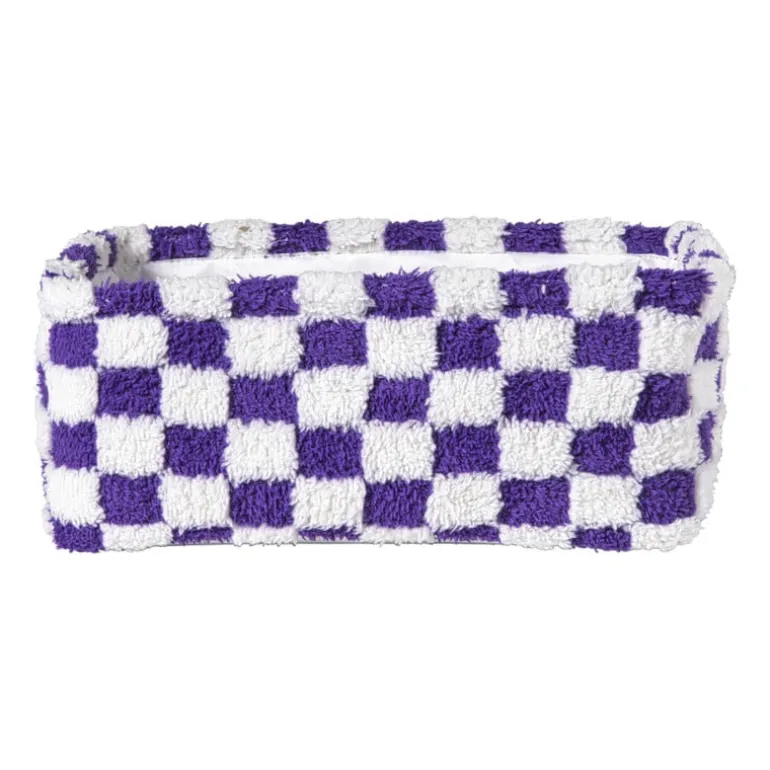 Mand checks middel - paars/wit - 13x33x23 cm