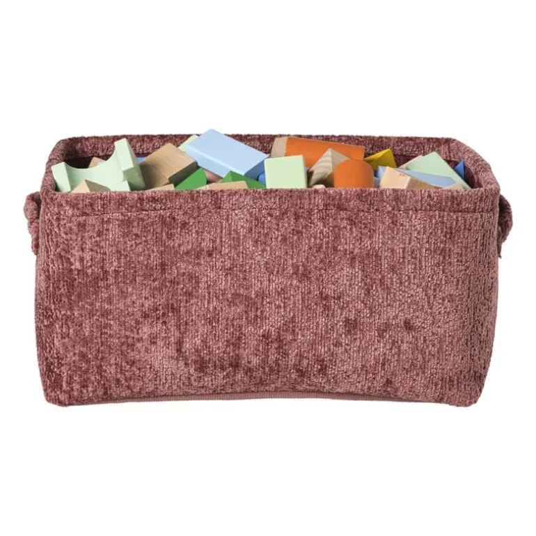 Mand chenille - rood - 33x23x16 cm