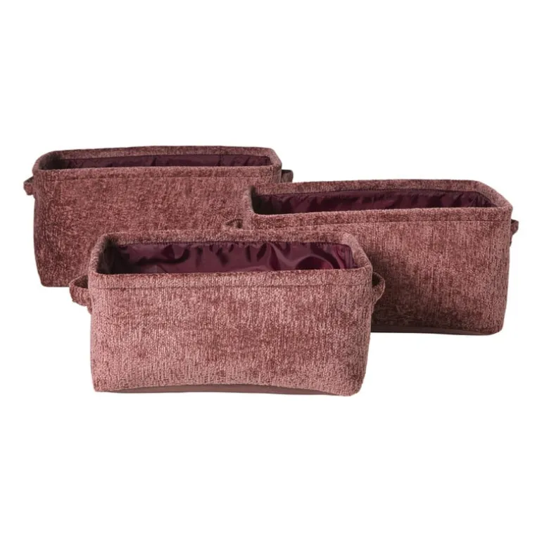 Mand chenille - rood - 33x23x16 cm