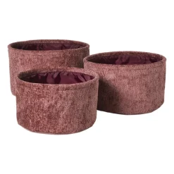 Mand chenille rond - rood - ø30x18 cm