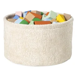 Mand chenille rond - wit - ø27x16 cm