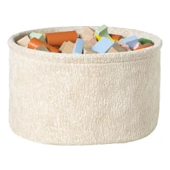 Mand chenille rond - wit - ø30x18 cm