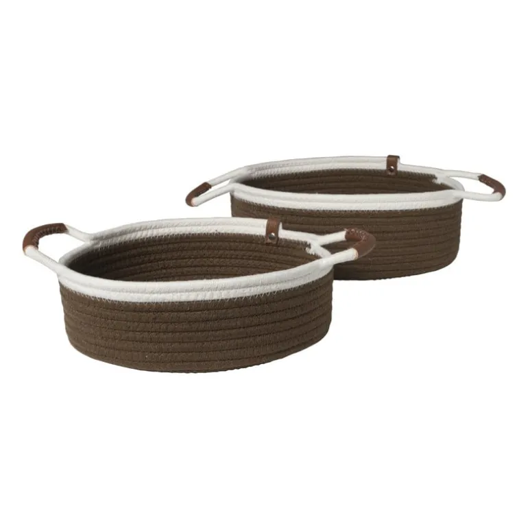 Mand colors laag - bruin/wit - ø27x9 cm