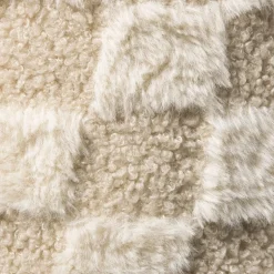 Mand geruit rond maat S - beige - ø18x12 cm