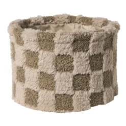 Mand geruit rond maat XL - bruin - ø24x18 cm