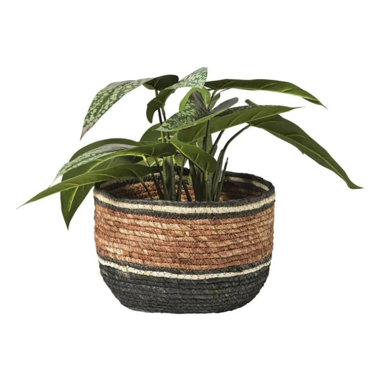 Mand gestreept - bruin/rood - ø28x18 cm