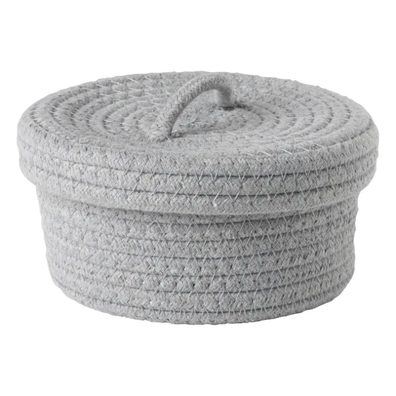 Mand met deksel Julia - grijs - ø19x10 cm