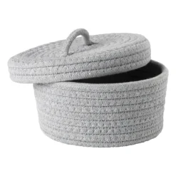 Mand met deksel Julia - grijs - ø19x10 cm