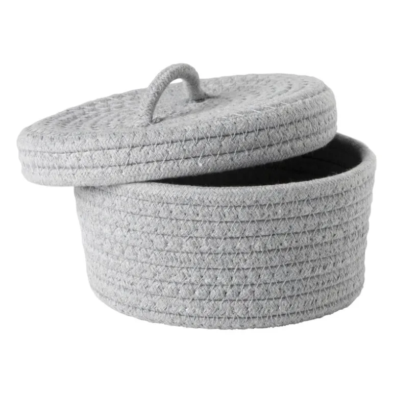 Mand met deksel Julia - grijs - ø19x10 cm