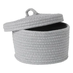 Mand met deksel Julia - grijs - ø22x13 cm