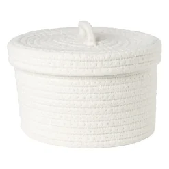 Mand met deksel Julia - wit - ø22x13 cm