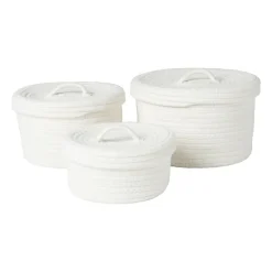 Mand met deksel Julia - wit - ø25x15 cm