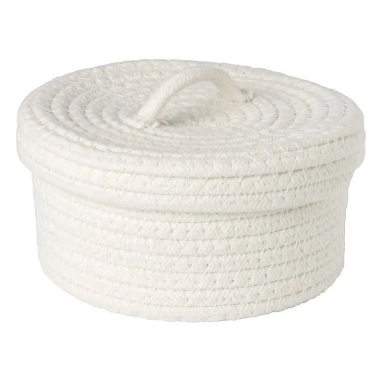 Mand met deksel Julia - wit - ø19x10 cm