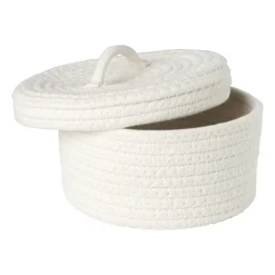 Mand met deksel Julia - wit - ø19x10 cm