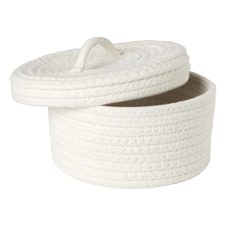 Mand met deksel Julia - wit - ø19x10 cm