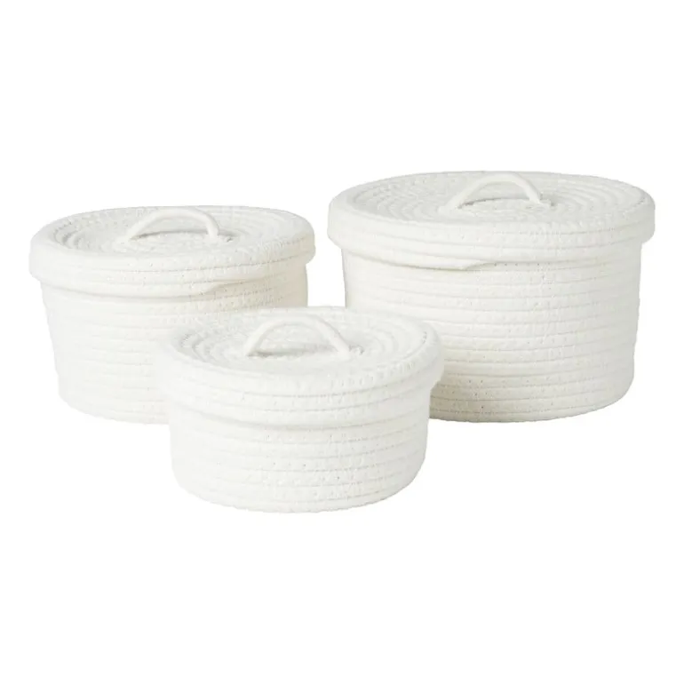 Mand met deksel Julia - wit - ø19x10 cm