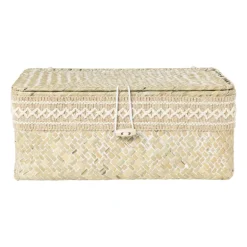 Mand met deksel Stijn - 11x27.5x17.5 cm - wit