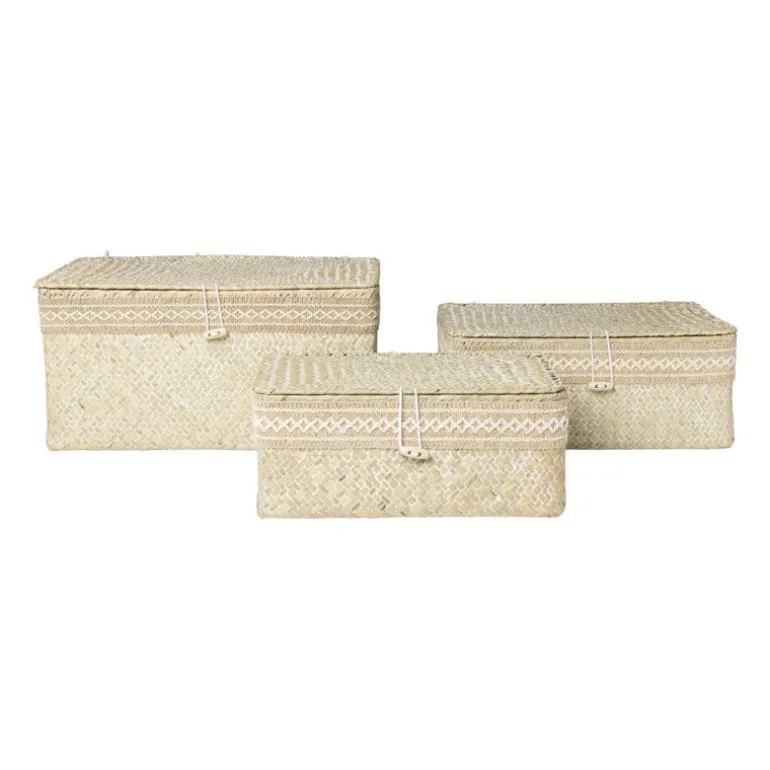 Mand met deksel Stijn - 11x27.5x17.5 cm - wit