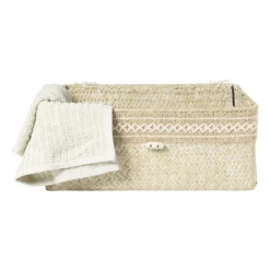 Mand met deksel Stijn - 12x30x21 cm - wit