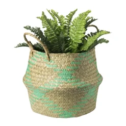 Mand streep - bruin/turquoise - ø23x28 cm