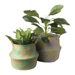 Mand streep - bruin/turquoise - ø23x28 cm