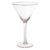 Martiniglas roze gouden rand - glas - 220 ml