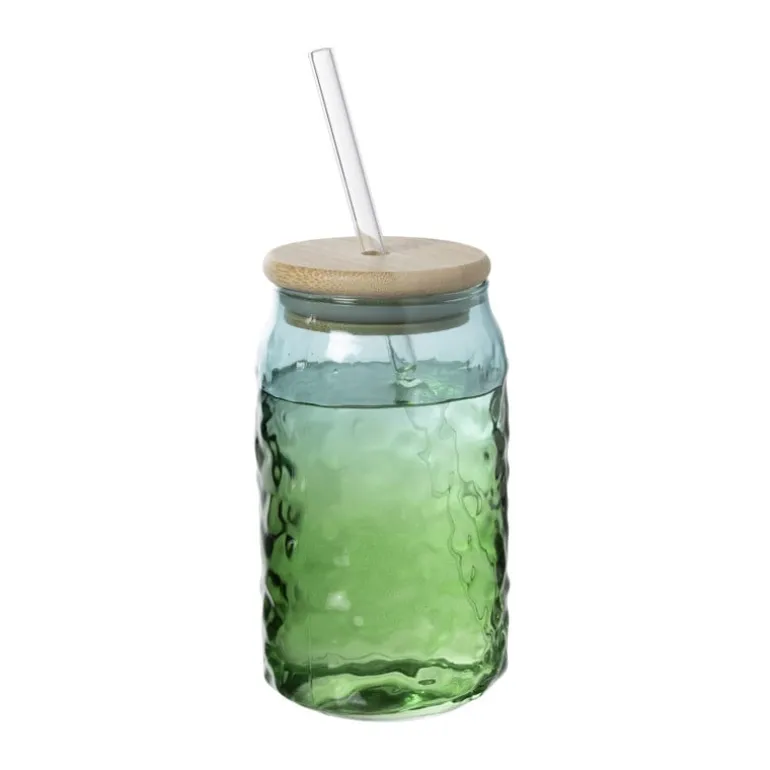 Mason jar iriserend - groen - ø7.5x14 cm