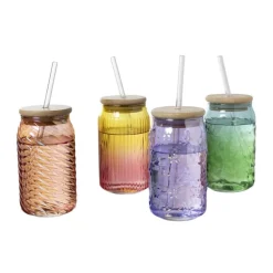 Mason jar iriserend - groen - ø7.5x14 cm