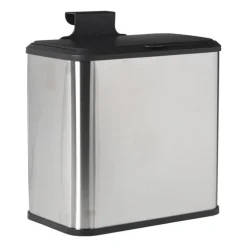 Mini prullenbak - zwart/zilverkleurig - 16.8x25x24.2 cm