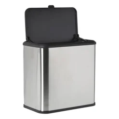 Mini prullenbak - zwart/zilverkleurig - 16.8x25x24.2 cm