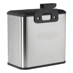 Mini prullenbak - zwart/zilverkleurig - 16.8x25x24.2 cm