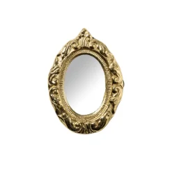 Mini spiegel ovaal - goudkleurig - 6.5x4.5x1 cm