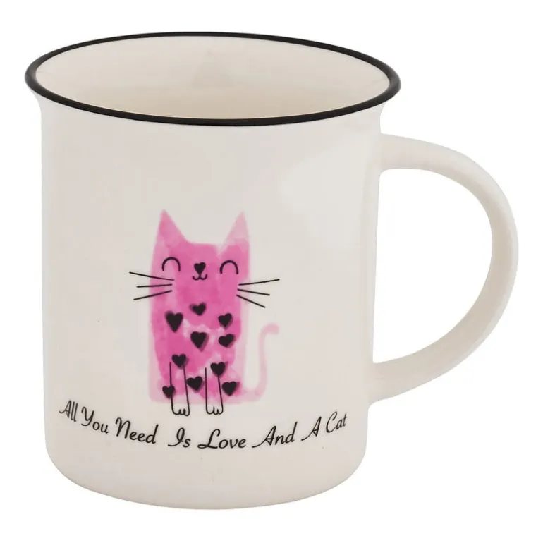 Mok kat met tekst - diverse kleuren - 300 ml