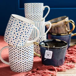 Mok met gouden oor - donkerblauw - 250 ml