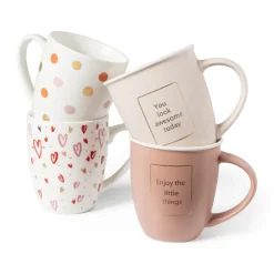 Mok met gouden tekst - roze - 380 ml