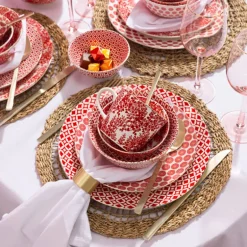 Mok Mirna ruit - rood/wit - 360 ml