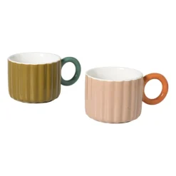 Mok ribbel - geel/groen - 200 ml