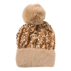 Muts glitter - champagnekleurig