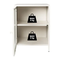 Nachtkastje Luca met geribbeld glazen deurtje - offwhite - 55.5x40x32 cm