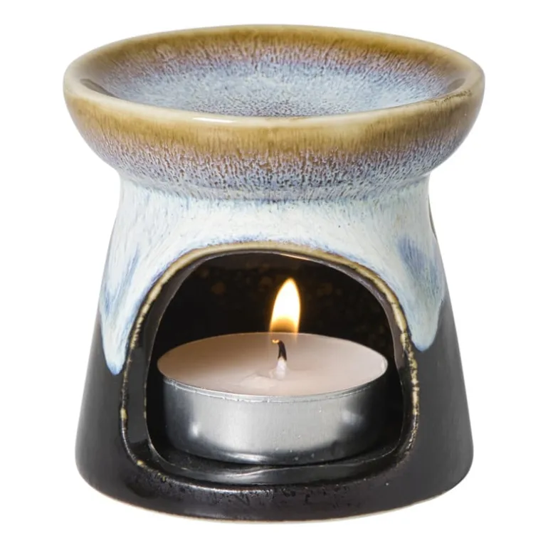 Oliebrander reactive glaze - blauw - ø8x8 cm