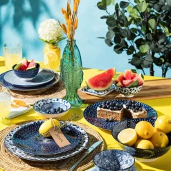 Ontbijtbord blue print - botanic - ⌀21 cm