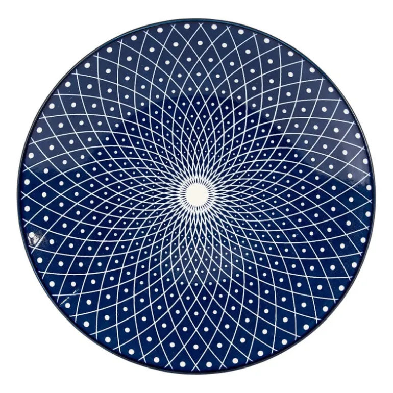 Ontbijtbord blue print - diamonds - ⌀21 cm