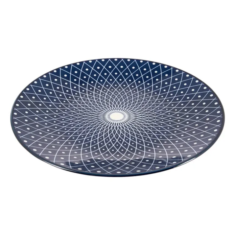 Ontbijtbord blue print - diamonds - ⌀21 cm