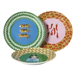 Ontbijtbord flower lady - geel/groen - ø21x2 cm