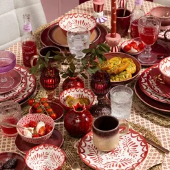 Ontbijtbord sterre - rood/wit - ø21.7x2.3 cm