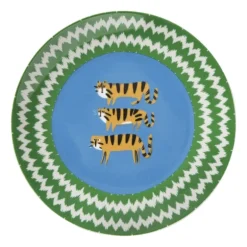 Ontbijtbord tijger - groen/blauw - ø21x2 cm