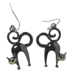 Oorbellen zwarte kat - zwart