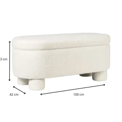 Opbergbank teddy dodo - wit - 43x100x42 cm