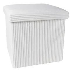 Opbergbox teddy rib vierkant - wit - 38x38x38 cm